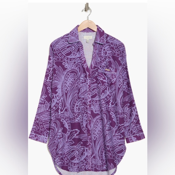 NWT Ted Baker Purple Paisley button-down Women's Sleep Shirt — loungewear - Picture 3 of 12